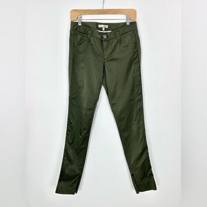 Joie Green Silk Skinny Pant with Zip Ankle Size 28